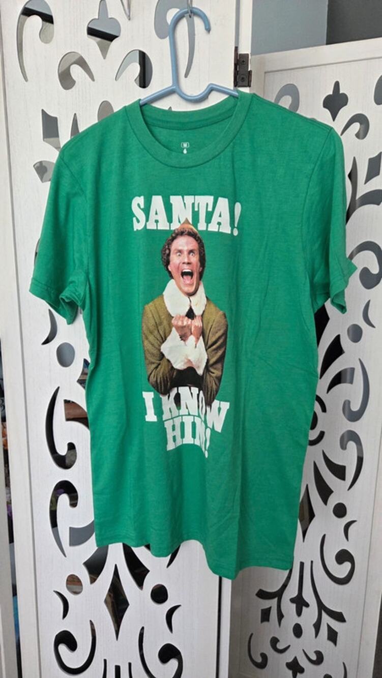 Elf Santa I Know Him T-Shirt Mens M Ripple Junction Christmas Buddy Green